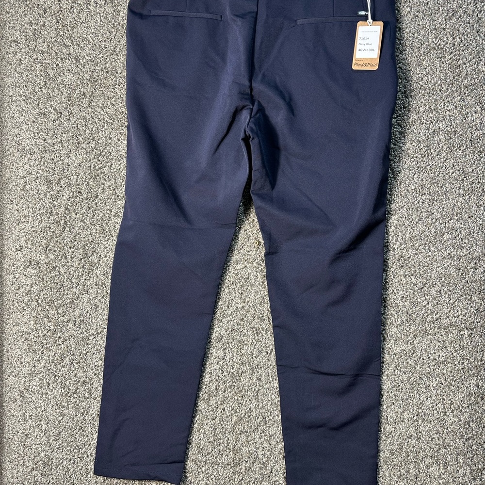 NWT Plaid&Plain Men’s Slim Fit Dress Pants Stretch Dress Pants SZ 40x30 - Picture 5 of 7